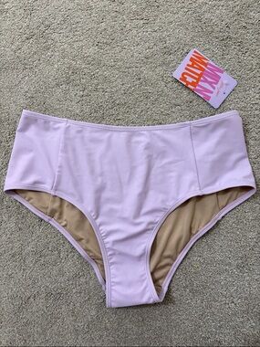 Kortni Jeane Lilac Trim Beige Bikini Bottoms